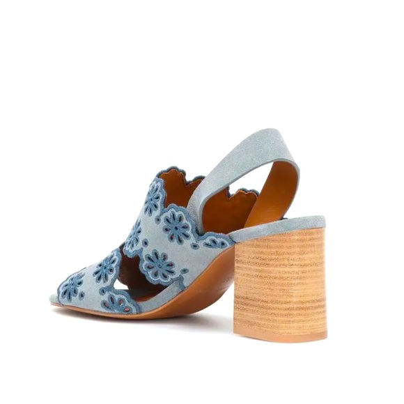 SEE BY CHLOE 🖤 Blue suede embroidered sandals - Picture 3 of 9